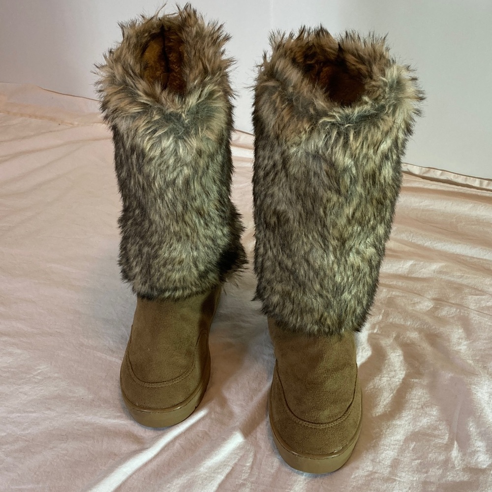 Source Unknown Faux Fur Mid-Calf Winter Boots - Brown